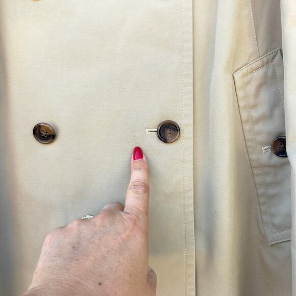 Brooks Brothers 346 Women’s Tailored Khaki Cotton Trench Coat 10 Double Breasted - Picture 11 of 12